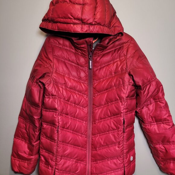 Girls' Hooded Puffer Jacket - Size 7/8 Pink Ombre - Picture 2 of 6